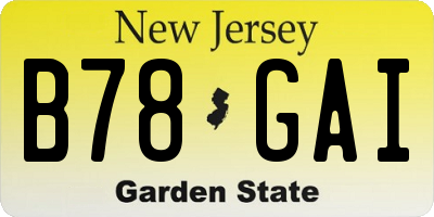 NJ license plate B78GAI