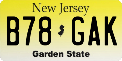 NJ license plate B78GAK
