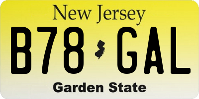 NJ license plate B78GAL