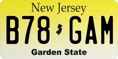 NJ license plate B78GAM