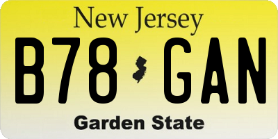 NJ license plate B78GAN