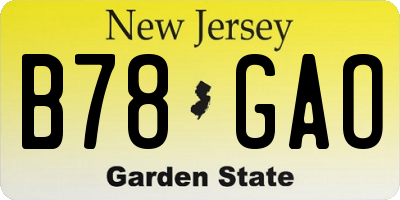 NJ license plate B78GAO