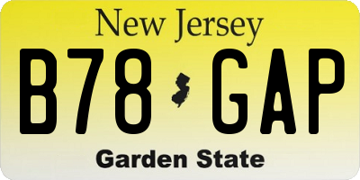 NJ license plate B78GAP