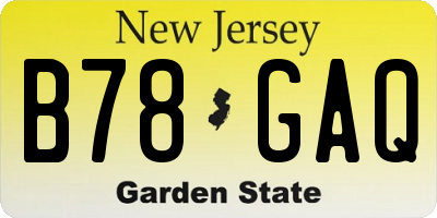 NJ license plate B78GAQ