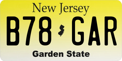 NJ license plate B78GAR