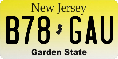 NJ license plate B78GAU