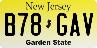 NJ license plate B78GAV