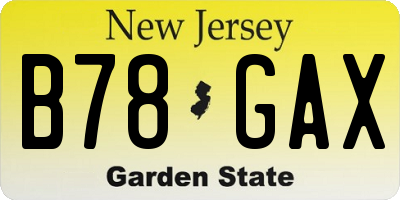 NJ license plate B78GAX