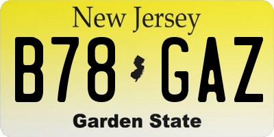 NJ license plate B78GAZ