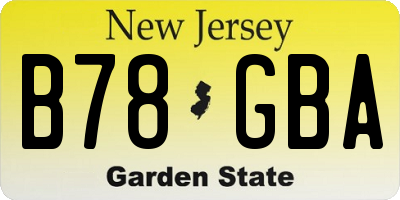 NJ license plate B78GBA
