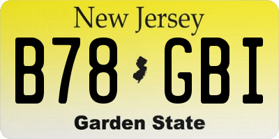 NJ license plate B78GBI
