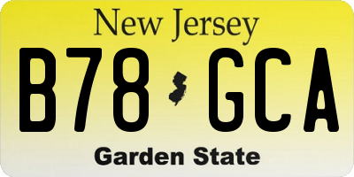 NJ license plate B78GCA