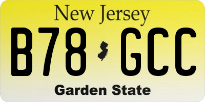 NJ license plate B78GCC