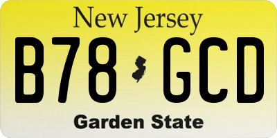 NJ license plate B78GCD