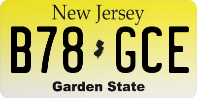 NJ license plate B78GCE