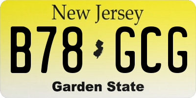 NJ license plate B78GCG
