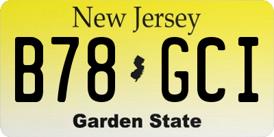 NJ license plate B78GCI