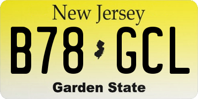 NJ license plate B78GCL