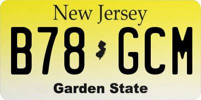 NJ license plate B78GCM