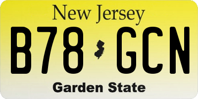 NJ license plate B78GCN