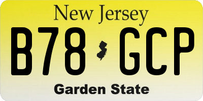 NJ license plate B78GCP