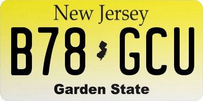 NJ license plate B78GCU