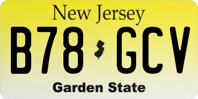 NJ license plate B78GCV