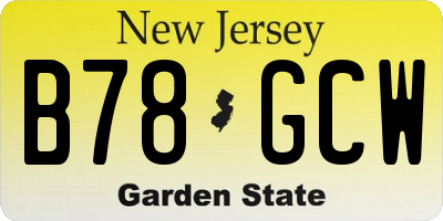 NJ license plate B78GCW