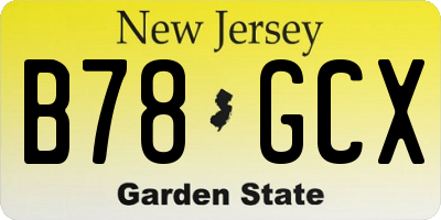 NJ license plate B78GCX