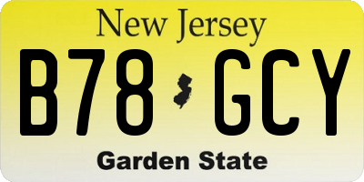 NJ license plate B78GCY