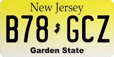 NJ license plate B78GCZ