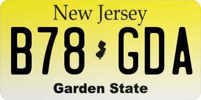 NJ license plate B78GDA