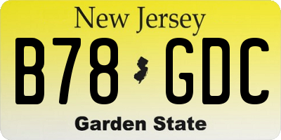 NJ license plate B78GDC
