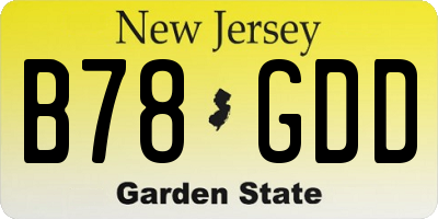 NJ license plate B78GDD