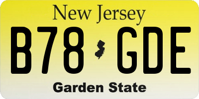 NJ license plate B78GDE