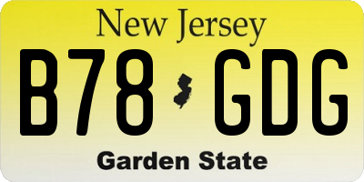 NJ license plate B78GDG