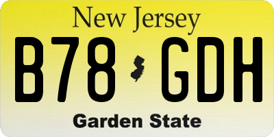 NJ license plate B78GDH