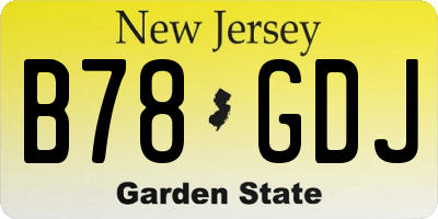 NJ license plate B78GDJ