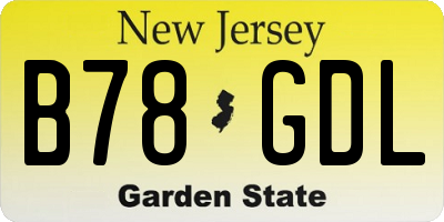 NJ license plate B78GDL