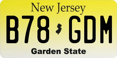 NJ license plate B78GDM