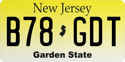 NJ license plate B78GDT