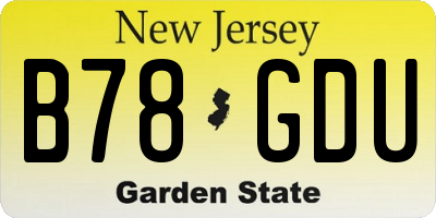 NJ license plate B78GDU