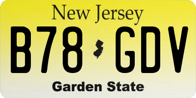 NJ license plate B78GDV