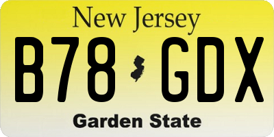 NJ license plate B78GDX