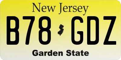 NJ license plate B78GDZ