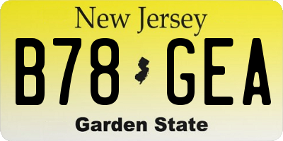 NJ license plate B78GEA