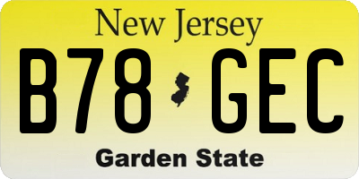 NJ license plate B78GEC