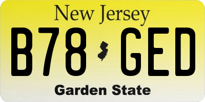 NJ license plate B78GED