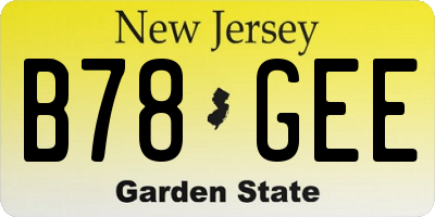 NJ license plate B78GEE