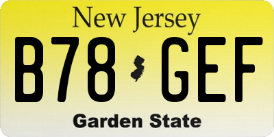 NJ license plate B78GEF
